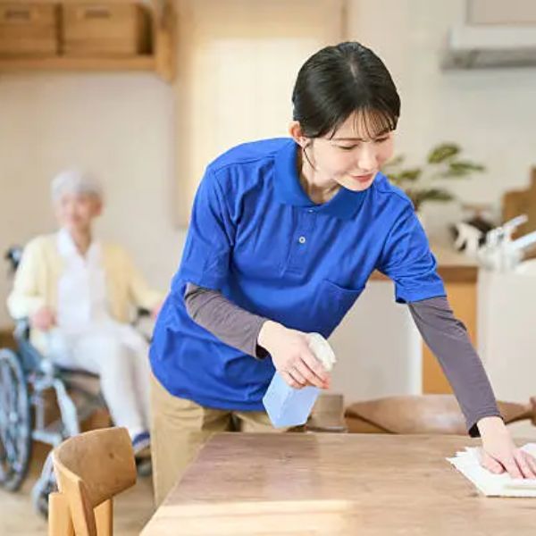 Lau dọn nhà cửa trong dịch vụ Chăm sóc người cao tuổi ở lại nhà
